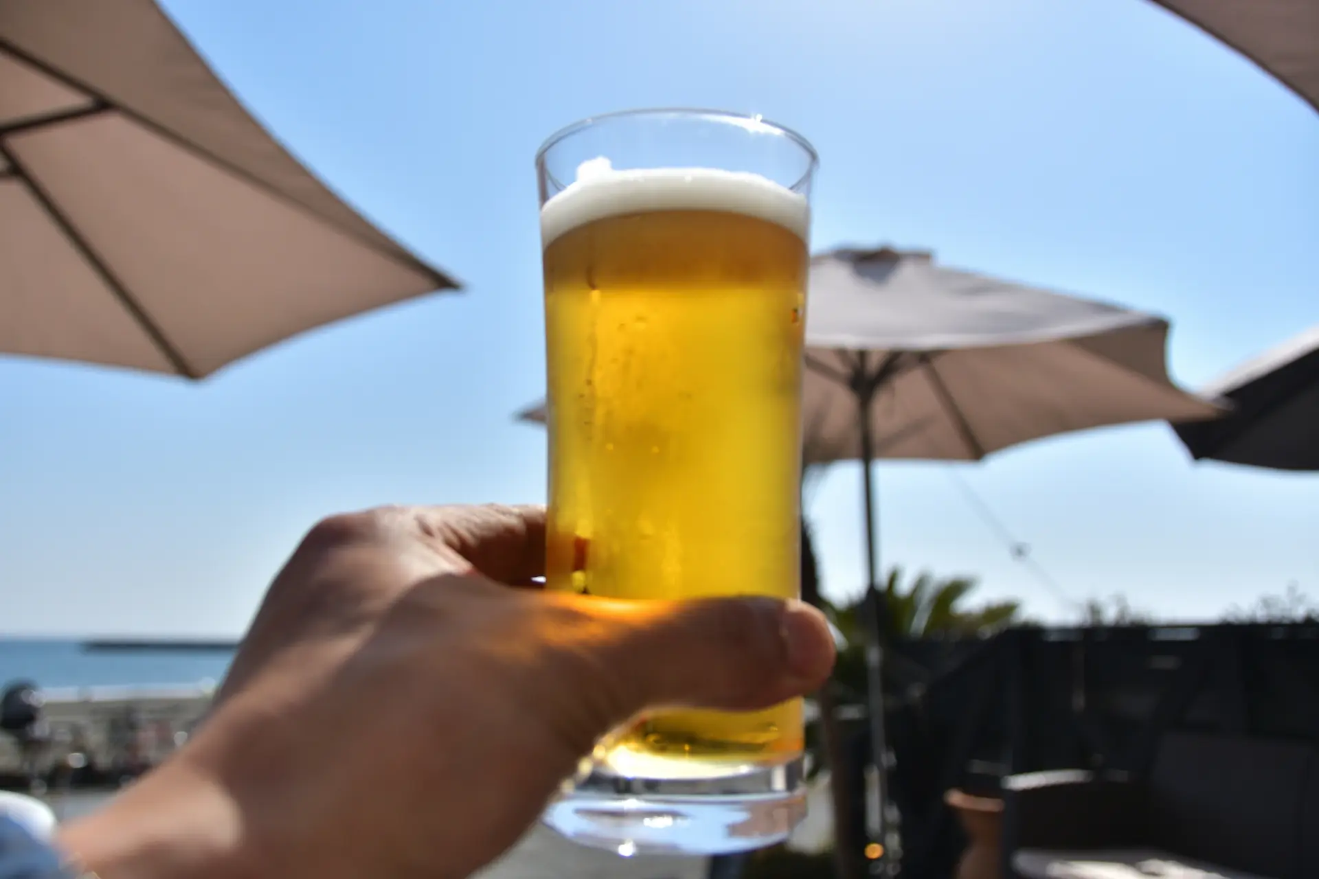 ゴルフ後のビール